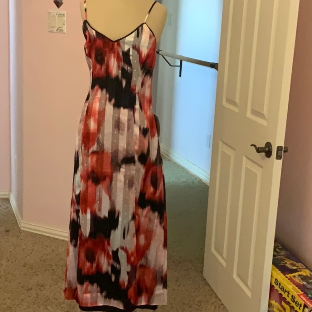 Socialite Red and Black Floral Spaghetti Strap Dress